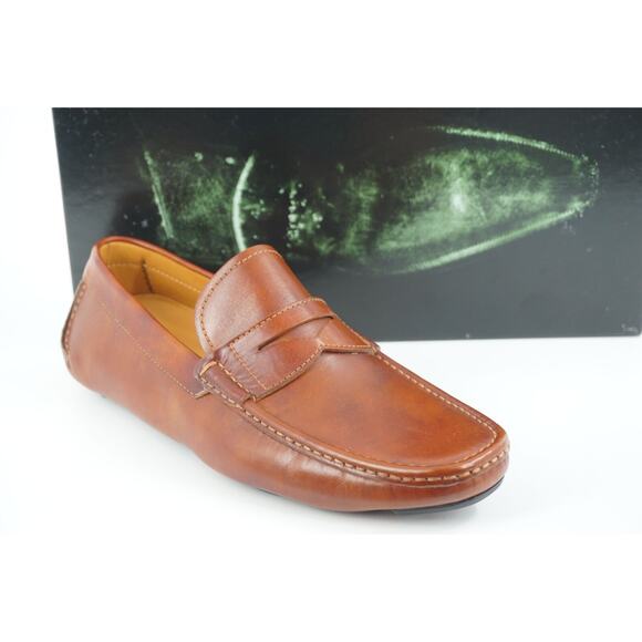 Magnanni Vance Penny Driving Loafers SZ 8 Cognac brown Leather $350 Slip On main image 4